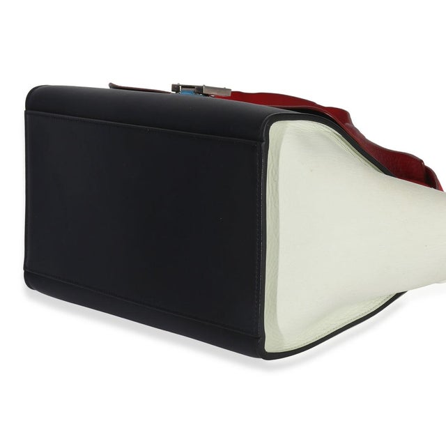 Animal Skin Red Black White Grained Calfskin Small Trapeze Bag For Sale - Image 7 of 9