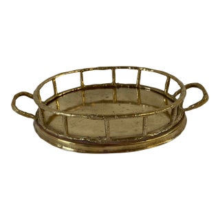 Vintage Faux Bamboo Brass Petite Tray For Sale