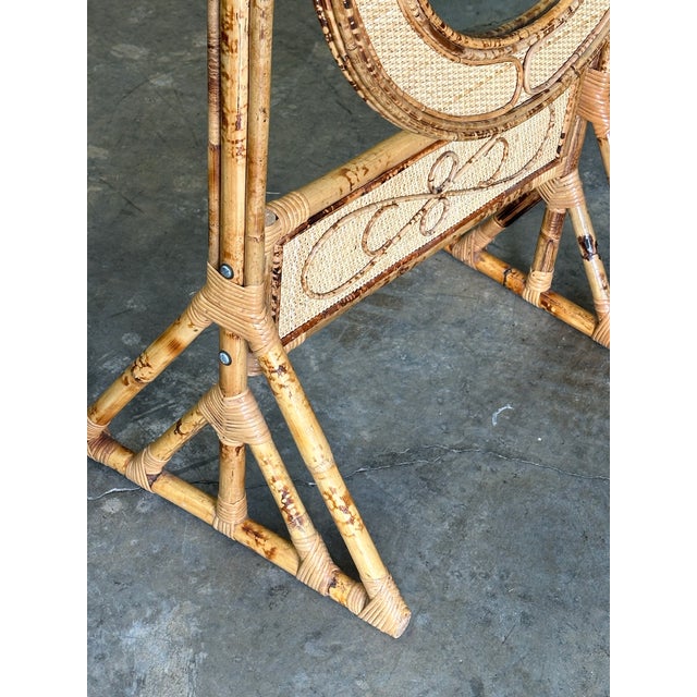 1980s British Colonial Style Bamboo, Cane, and Rattan Cheval Floor Mirror For Sale In Philadelphia - Image 6 of 12