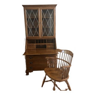 1970s Ethan Allen Heirloom Collection Secretary, Top and Chair For Sale