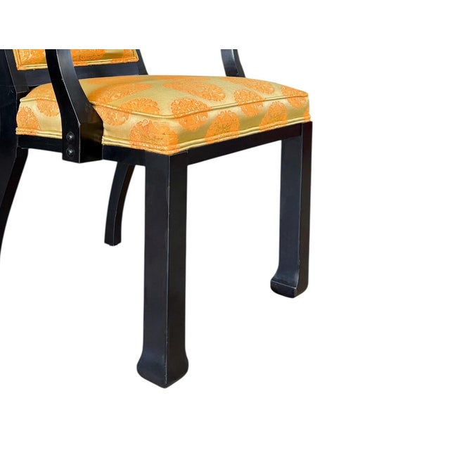 Mid-20th Century Asian Modern Dining Chairs in Satin Black Lacquer - Set of 6 For Sale - Image 9 of 11