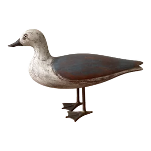 Antique Carved a Seagull Decoy on Metal Legs
