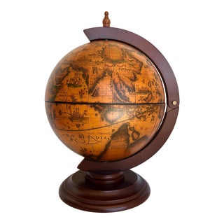 Vintage Italian Tabletop Globe Minibar For Sale