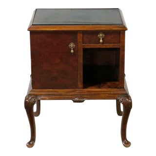 Vintage Side Table With Brass Pulls For Sale
