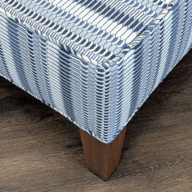 Nathan Anthony Lucca Striped Blue Rectangular Ottoman Bench For Sale - Image 4 of 5