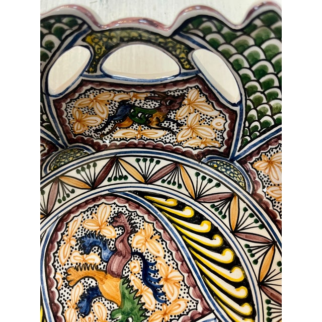 Orange Coimbra Ceramic - Hand Painted Portuguese Fruit Basket 7 For Sale - Image 8 of 14