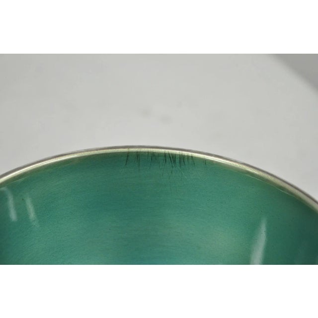Vintage Towle Mid Century Modern Silver Plated Green Enamel Candy Nut Dish Bowl For Sale - Image 9 of 12