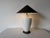 Mid-Century Modern 1980s Postmodern Crackle Glazed Ceramic Table Lamp With Metal Conical Shade For Sale - Image 3 of 12