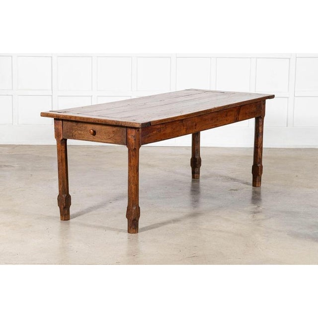 Late 19th Century Large Antique French Farmhouse Table in Elm and Fruitwood, 1870 For Sale - Image 5 of 15