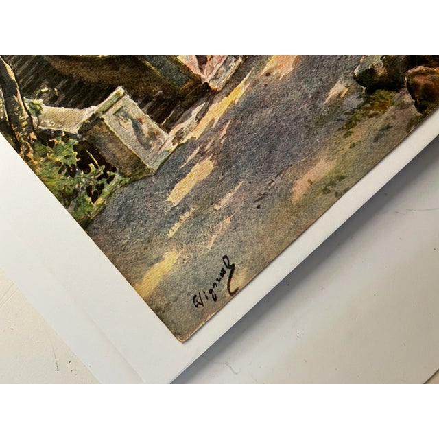 Beautiful print of a water color by Pierre Vignal from 1926, printed in France. From a portfolio of water color renderings...