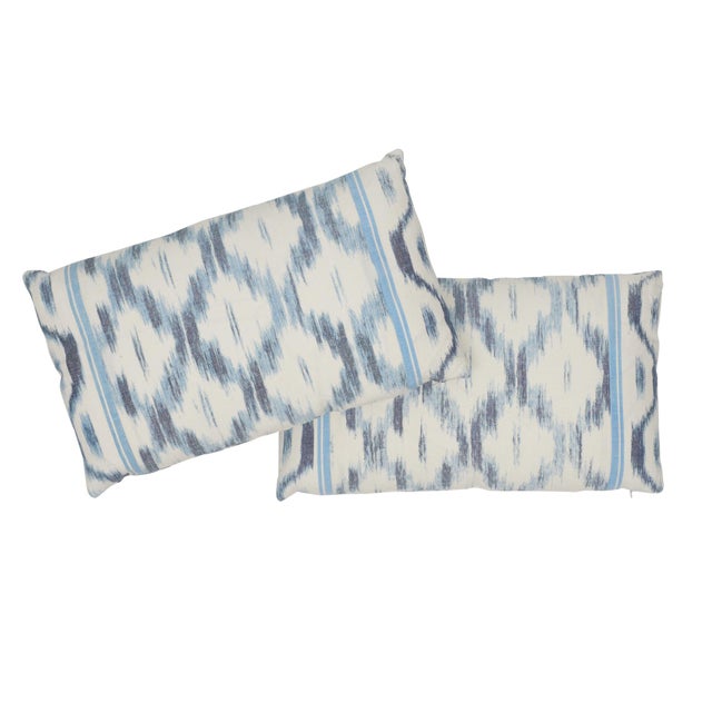 Schumacher Contemporary Schumacher Santa Monica Ikat Lumbar Pillow in Indigo For Sale - Image 4 of 6