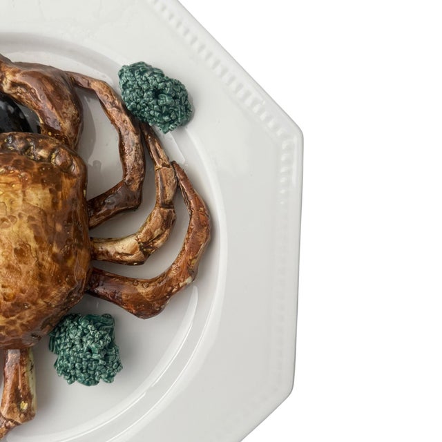 Vintage Italian Trompe L’Oeil Majolica Crab Wall Plate by Ceramiche Castellan For Sale - Image 4 of 8