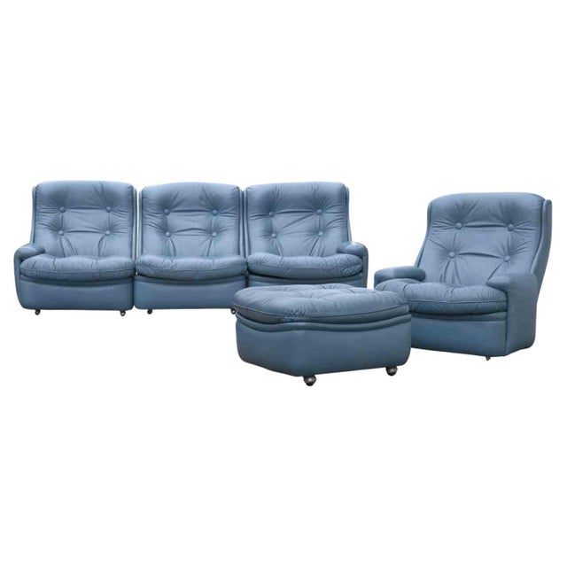 Sofa, Armchair and Pouf by Michele Cadestin for Airbone, France, 1970s, Set of 3 For Sale - Image 6 of 6