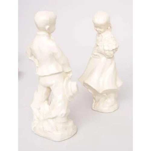 Porcelain Figures Girl and Boy, Set of 2 For Sale - Image 5 of 8