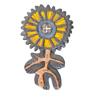 Ceramic Flower Wall Sculpture by Elisabeth Vandeweghe for Perignem, 1960s For Sale