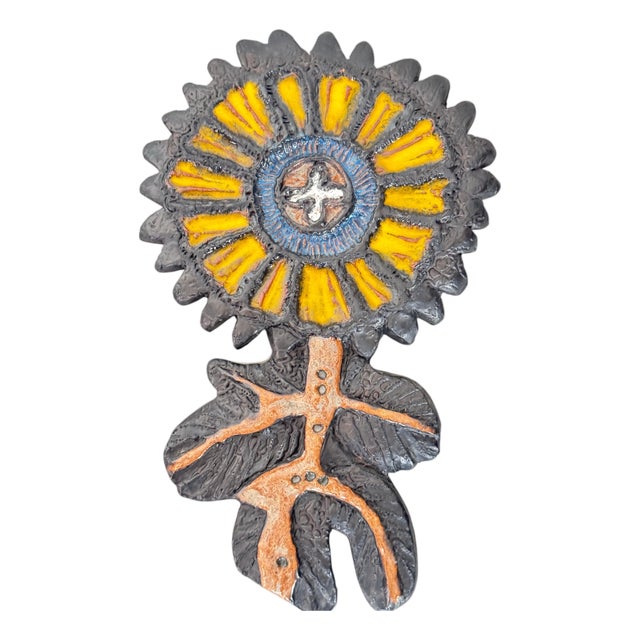 Ceramic Flower Wall Sculpture by Elisabeth Vandeweghe for Perignem, 1960s For Sale