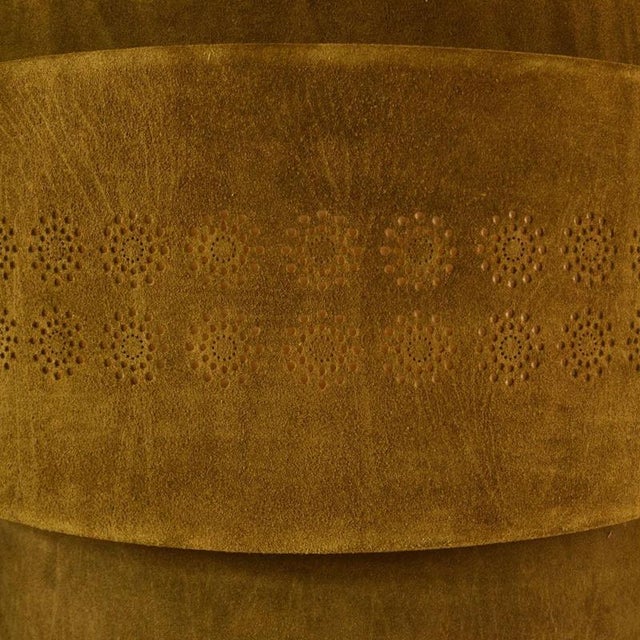 Animal Skin Vintage Table Lamp in Suede Leather and Brass, 1960s, Set of 2 For Sale - Image 7 of 16