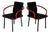 1990s Set of 2 Ettore Sottsass Mandarin Chairs by Knoll - Black + Red Post Modern For Sale