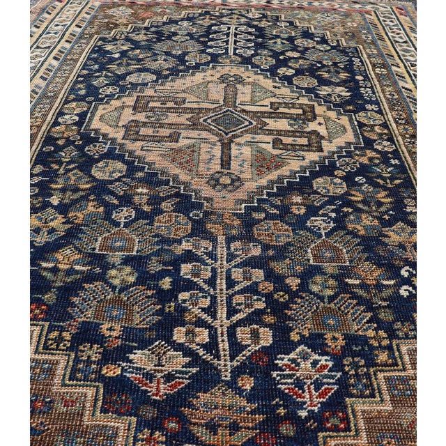 Early 20th Century Antique Persian Shiraz Rug With Rich Tribal Motifs and Medallion 3'6 X 5'4 For Sale - Image 5 of 11
