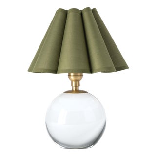 Giorgio Crystal Mini Lamp, Natural Brass with Olive Scalloped Shade For Sale