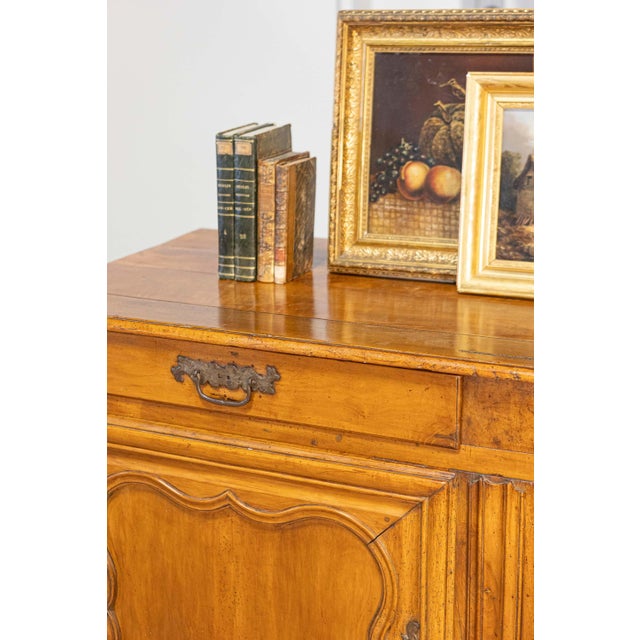 Brown French Louis XV Period 1770s Walnut Buffet with Drawers, Carved Doors and Skirt For Sale - Image 8 of 18