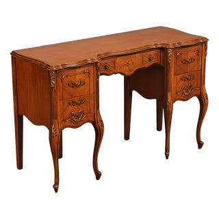 1930's French Louis XV Style SatinwoodInlaid Writing Desk Vanity For Sale