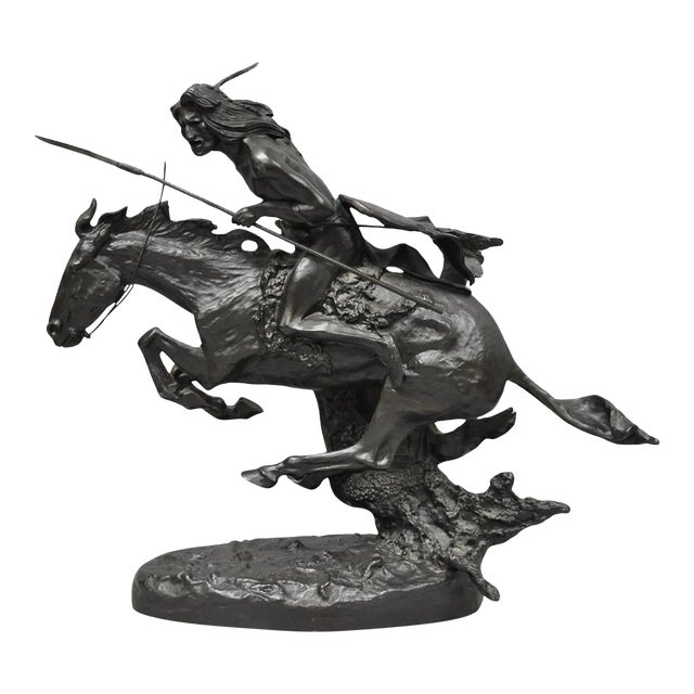 Late 20th Century Frederic Remington "Cheyenne" Lost Wax Cast Bronze Native American Sculpture For Sale