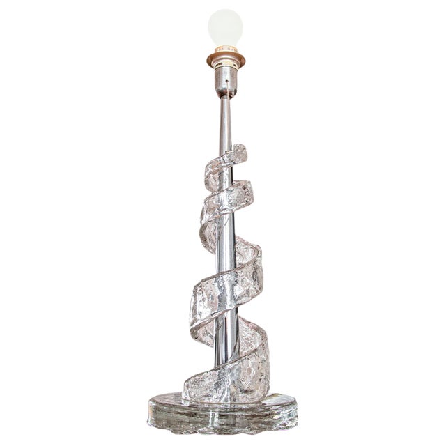 Murano Glass Spiral Table Lamp by Angelo Brotto for Esperia, Italy, 1970s For Sale