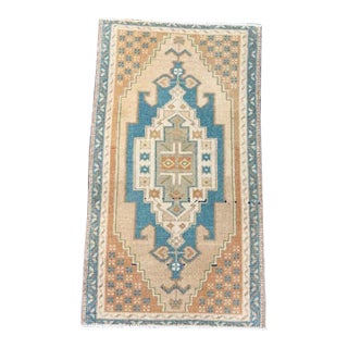 Turkish Mini Rug Oriental Hand Knotted Vintage Rug 1'8" x 2'11" #17088 For Sale
