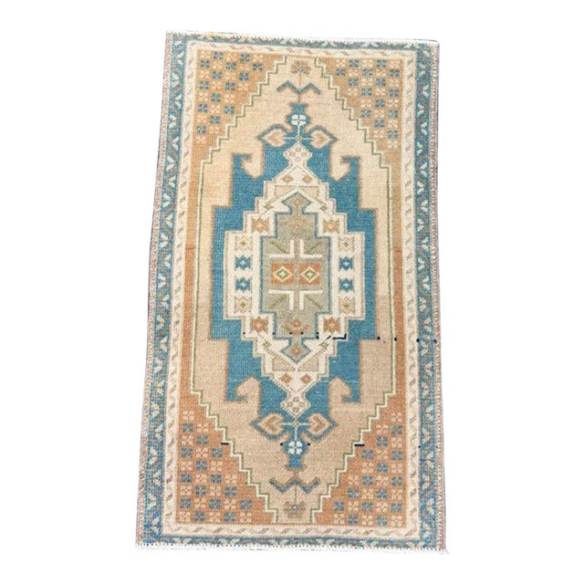 Turkish Mini Rug Oriental Hand Knotted Vintage Rug 1'8" x 2'11" #17088 For Sale