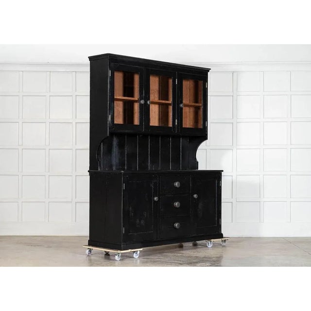 Large English Ebonised Pine Butler's Pantry Cabinet, 1890s For Sale - Image 3 of 11
