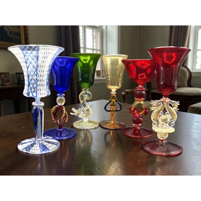 Vintage Murano Glass Goblets, 1970s, Set of 6 For Sale - Image 9 of 15