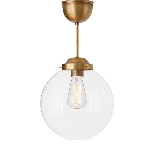 Pendant Globe in Raw Brass and Clear Glass from Konsthantverk For Sale