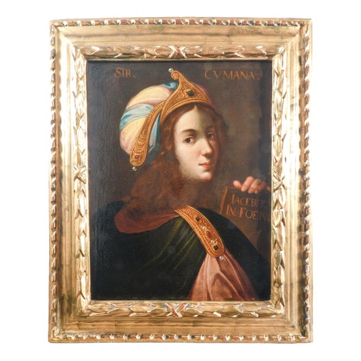 Italian School, Portrait of Cumaean Sibyl, 17th Century, Oil on Canvas, Framed For Sale