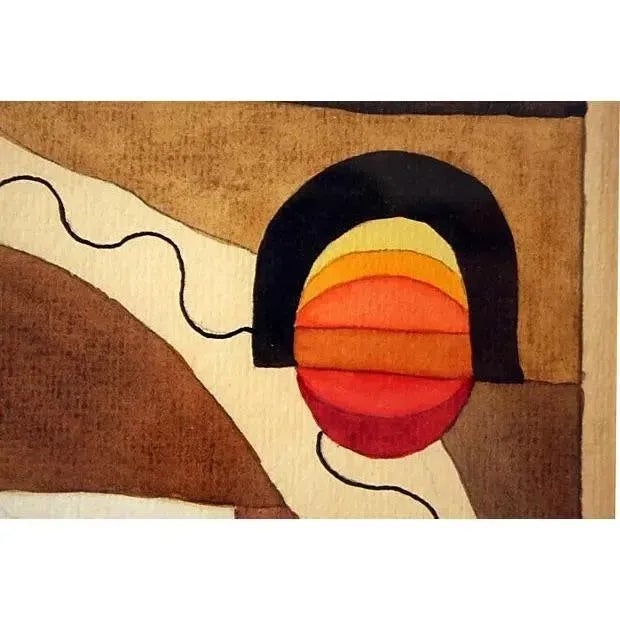 1970s 1975 Ellwood Graham Signed Abstract Surrealist Watercolor (Listed Artist) For Sale - Image 5 of 8