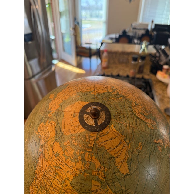 Metal Early 20th Century Lithographed and Cast Iron Globe For Sale - Image 7 of 9