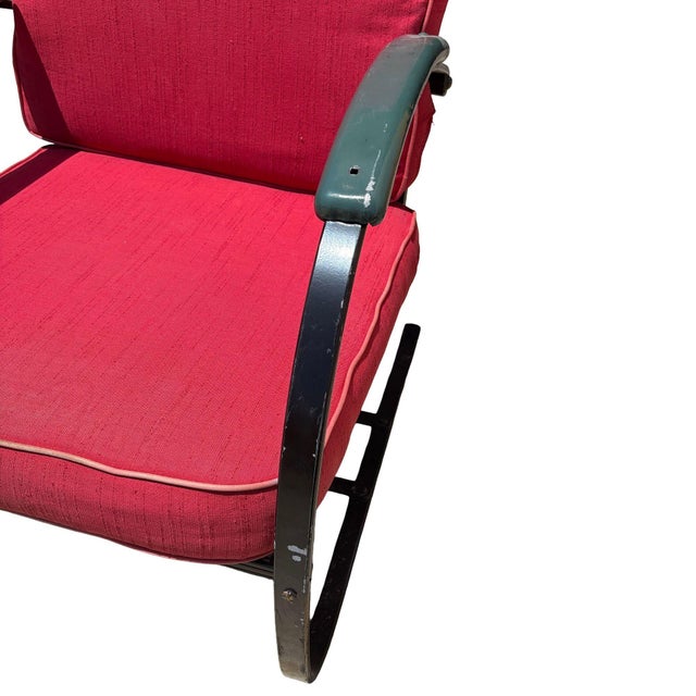 1930s Art Deco Green & Black Springer Rocking Chair by Wolfgang Hoffmann For Sale In Los Angeles - Image 6 of 7