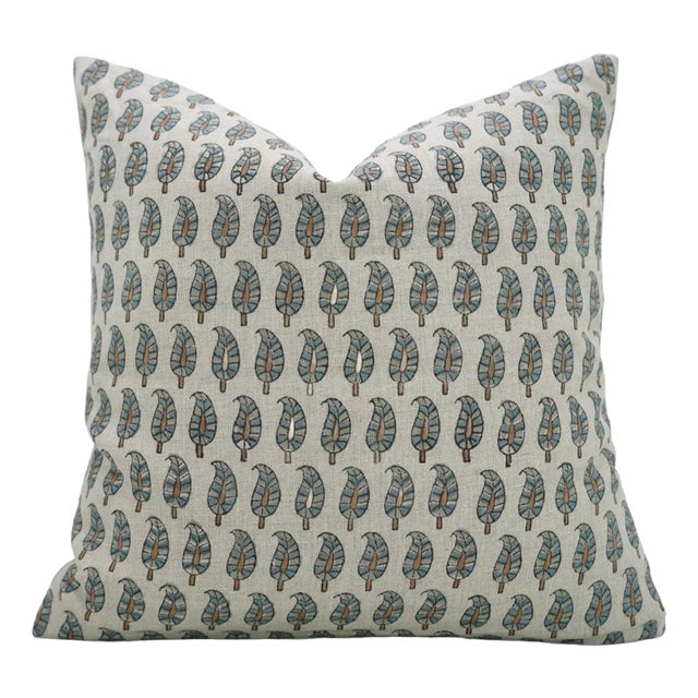 Floral Home Decor Cushion Cover Pure Linen 12x20 Inch- Lil Paisley For Sale