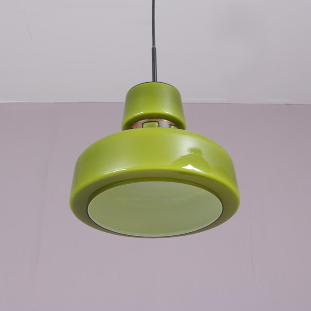 Green Green Glass Hanging Lamp with Copper Details by Victor Berndt for Flygsfors, Sweden, 1970s For Sale - Image 8 of 8