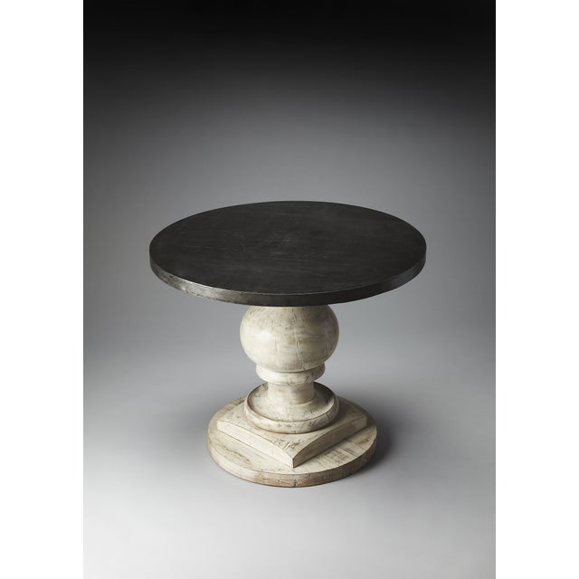 Transitional Pompei 36 in. W Round Metal and Wood Pedestal Foyer Table, Artifacts For Sale - Image 3 of 4