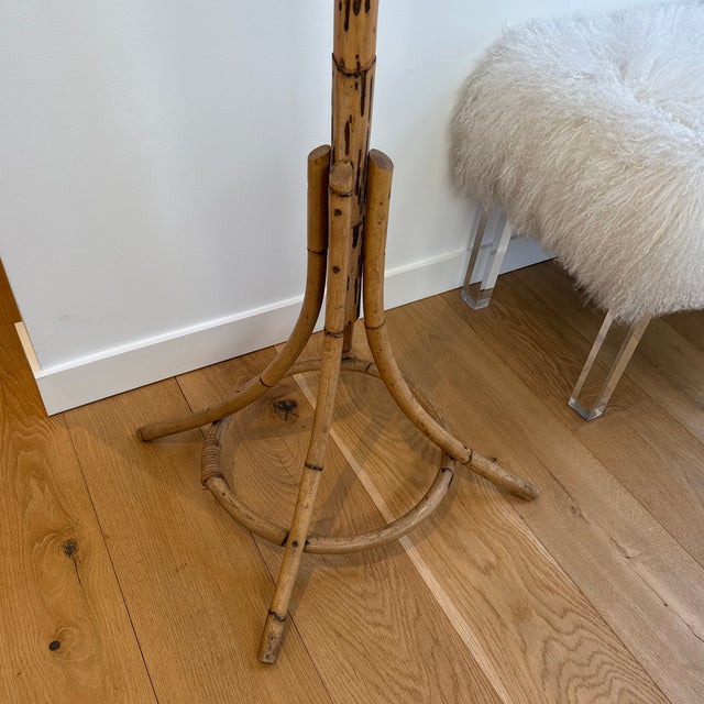 Vintage Standing Bamboo/Rattan Coat and Hat Rack For Sale - Image 4 of 12
