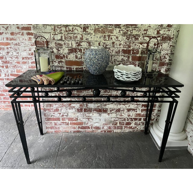 Vintage Custom Iron and Granite Console Table For Sale - Image 10 of 11