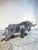 Vintage Hand Carved Marble Bull Sculpture | Black & White Stone Bull Figurine | Ranch Western Decor | Onyx Animal Statue...