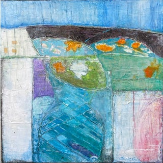 Abstract Floral Original Painting "Still Life in Blue Tones" by Sonia Gold For Sale