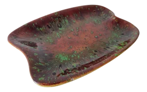 Mid Century Splatter Glaze Bean Shape Ashtray