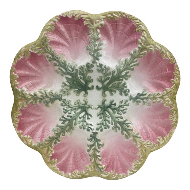 Majolica Oyster Plate Keller & Guerin Saint Clement, Circa 1890 For Sale