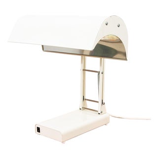 1960s Mid Century Modern Sadelite Table Lamp White Desk Lamp For Sale