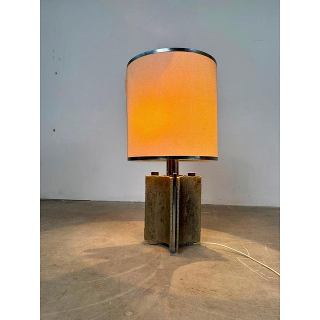 Banco Firenze Table Lamp, 1970s An elegant 1970s table lamp by Banco Firenze, featuring a sculptural silvered bronze base...