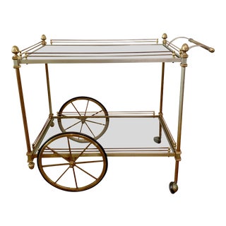 1980s Hollywood Regency Two Tone Gold and Copper Bar Cart For Sale