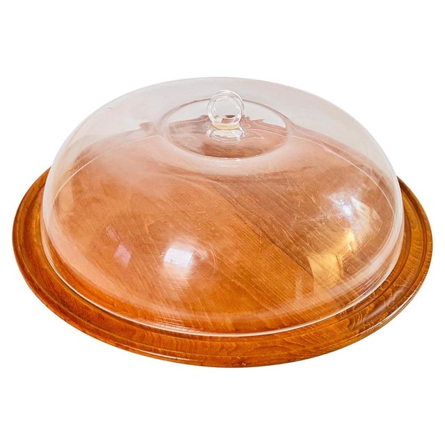 Serving Tray Cloche Plate Bell in Plastic and Wood, France, 1970s For Sale - Image 12 of 12
